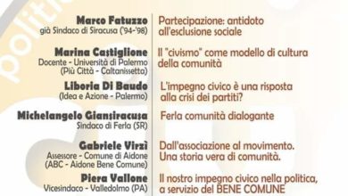 Photo of IMPORTANTE EVENTO SUL “CIVISMO”. Domani ad Enna alla sala Cerere