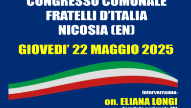 Photo of Fratelli d’Italia Nicosia: rinviato al 22 maggio il congresso comunale
