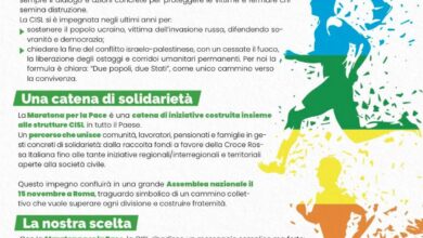Photo of CISL – Domani la “Maratona per la Pace” davanti alle Prefetture di Agrigento, Caltanissetta ed Enna