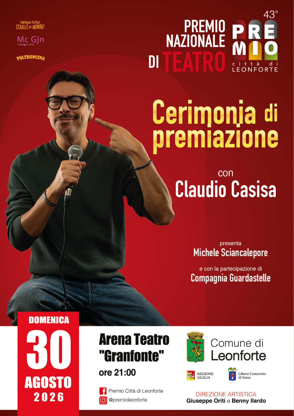 Photo of Leonforte punto di riferimento per il teatro contemporaneo: domenica 30 agosto il Galà di premiazione con Claudio Casisa special guest